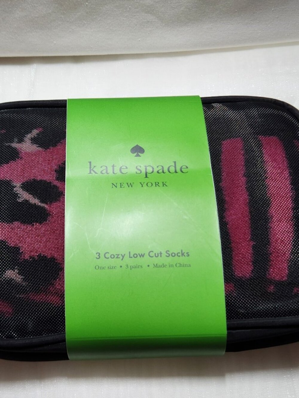 Kate Spade pack of three low cut socks in mesh bag NIP